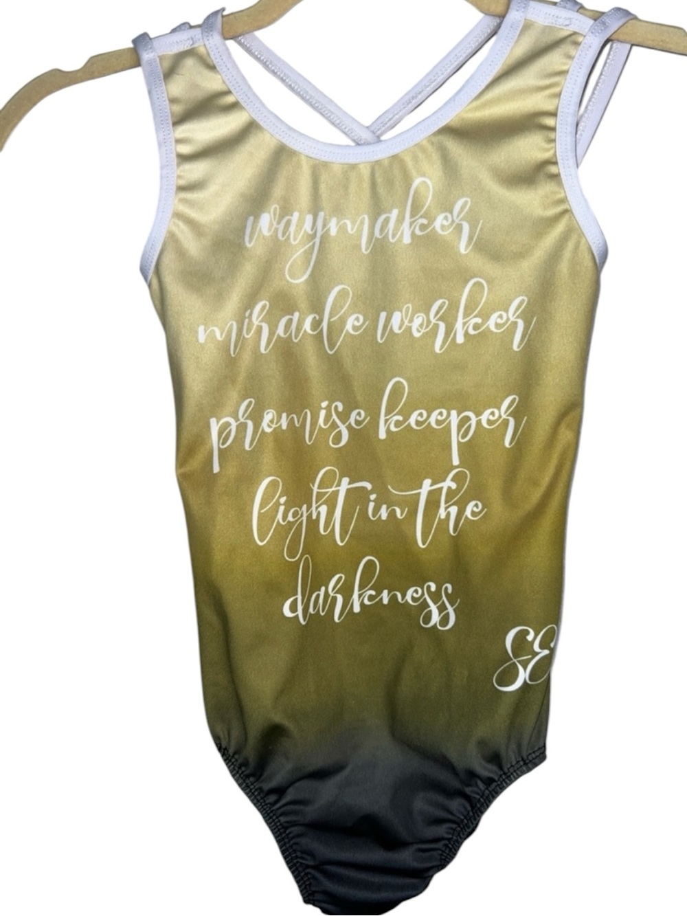 S.E. & Me Waymaker Miracle Worker Christian Faith Leotard Size YL
